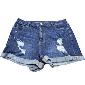 Shein Curve 2XL Womens Distressed Denim Shorts
